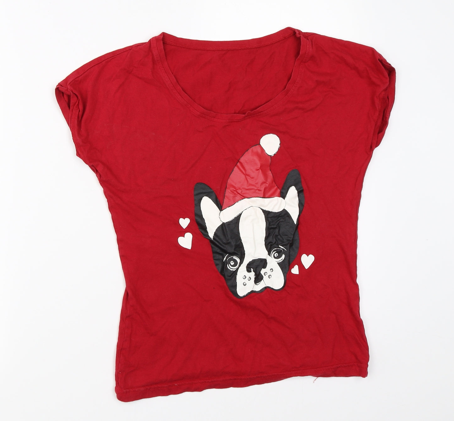 George Womens Red   Basic T-Shirt Size 8  - Christmas