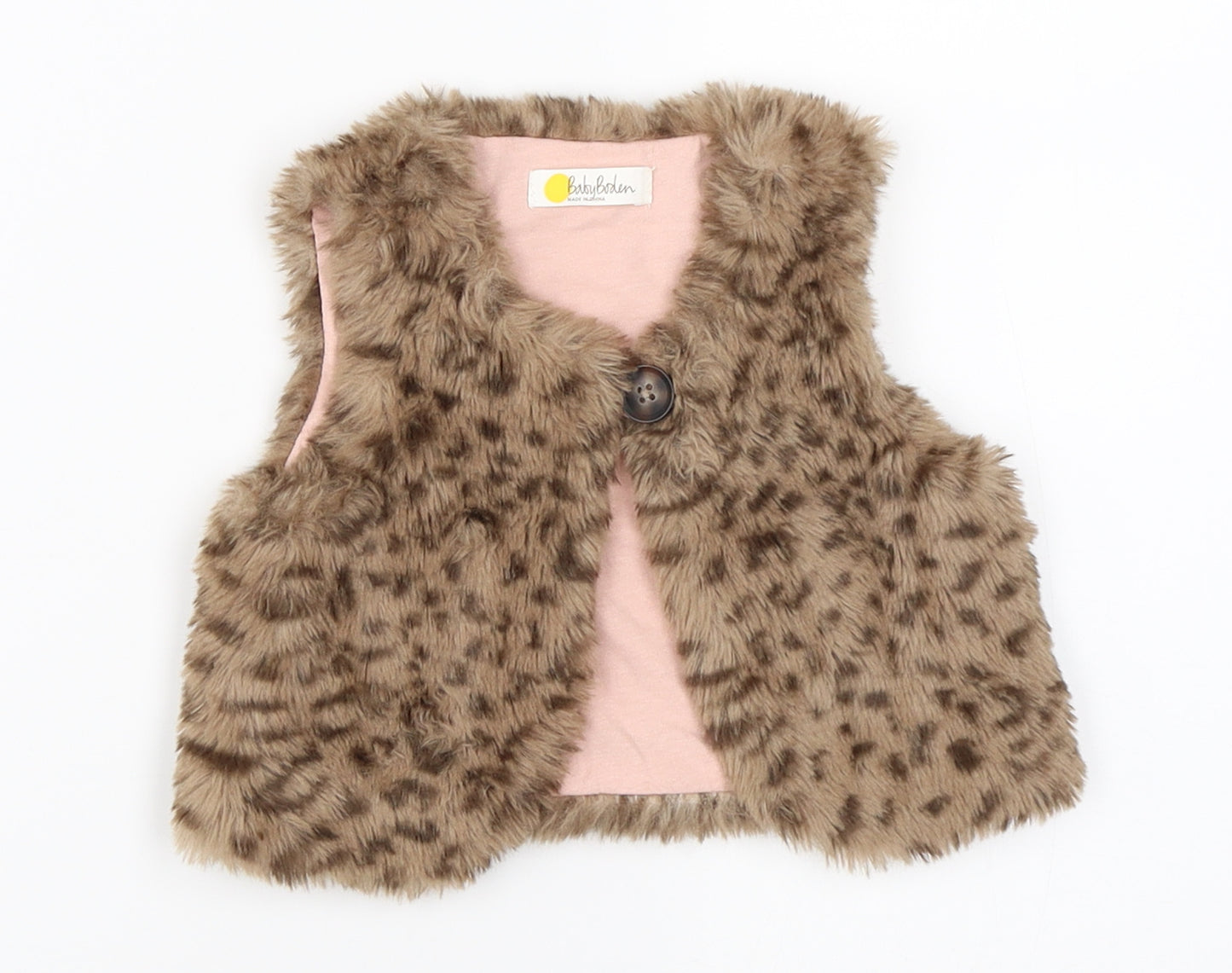 Baby Boden Girls Beige Animal Print  Jacket Waistcoat Size 3-6 Months