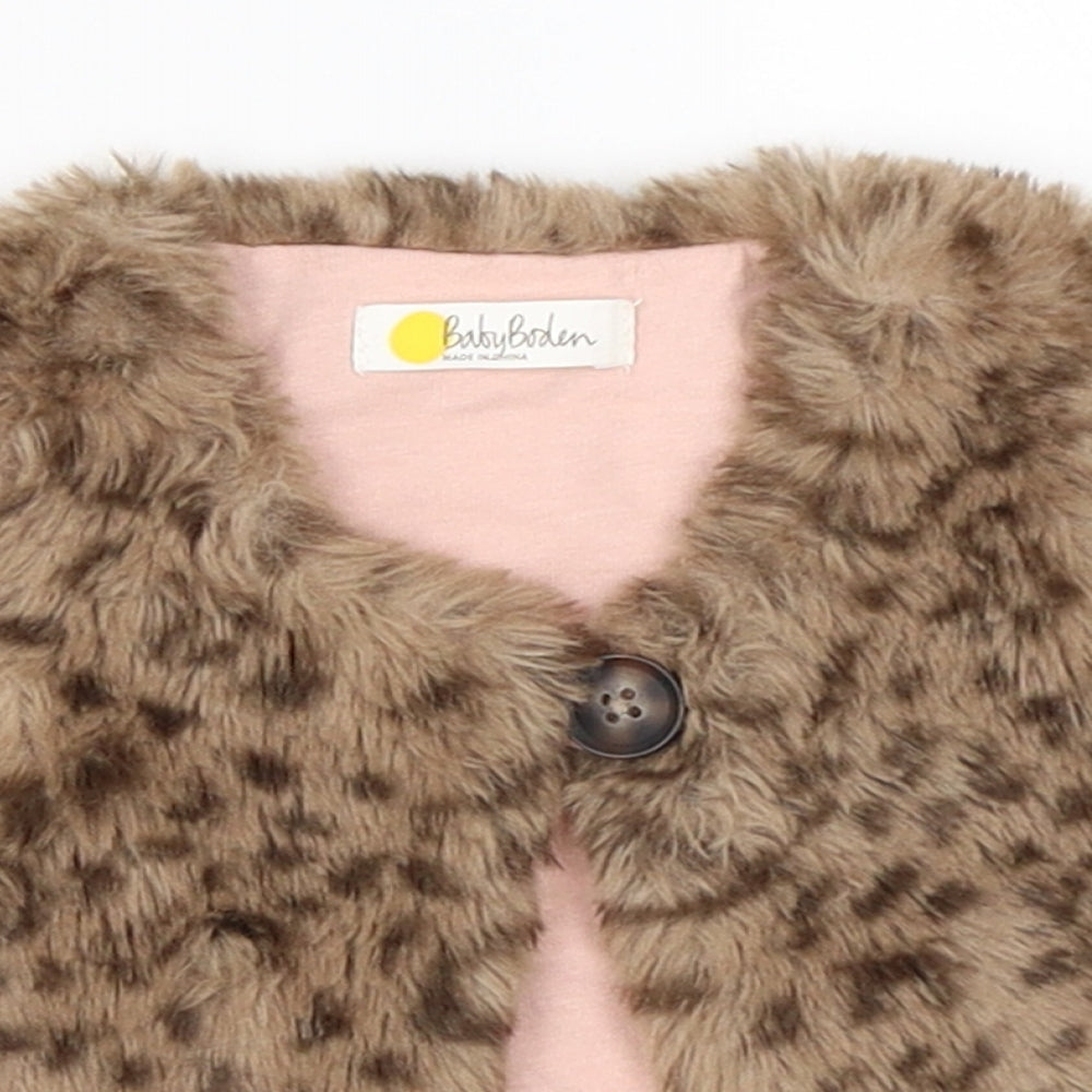 Baby Boden Girls Beige Animal Print  Jacket Waistcoat Size 3-6 Months