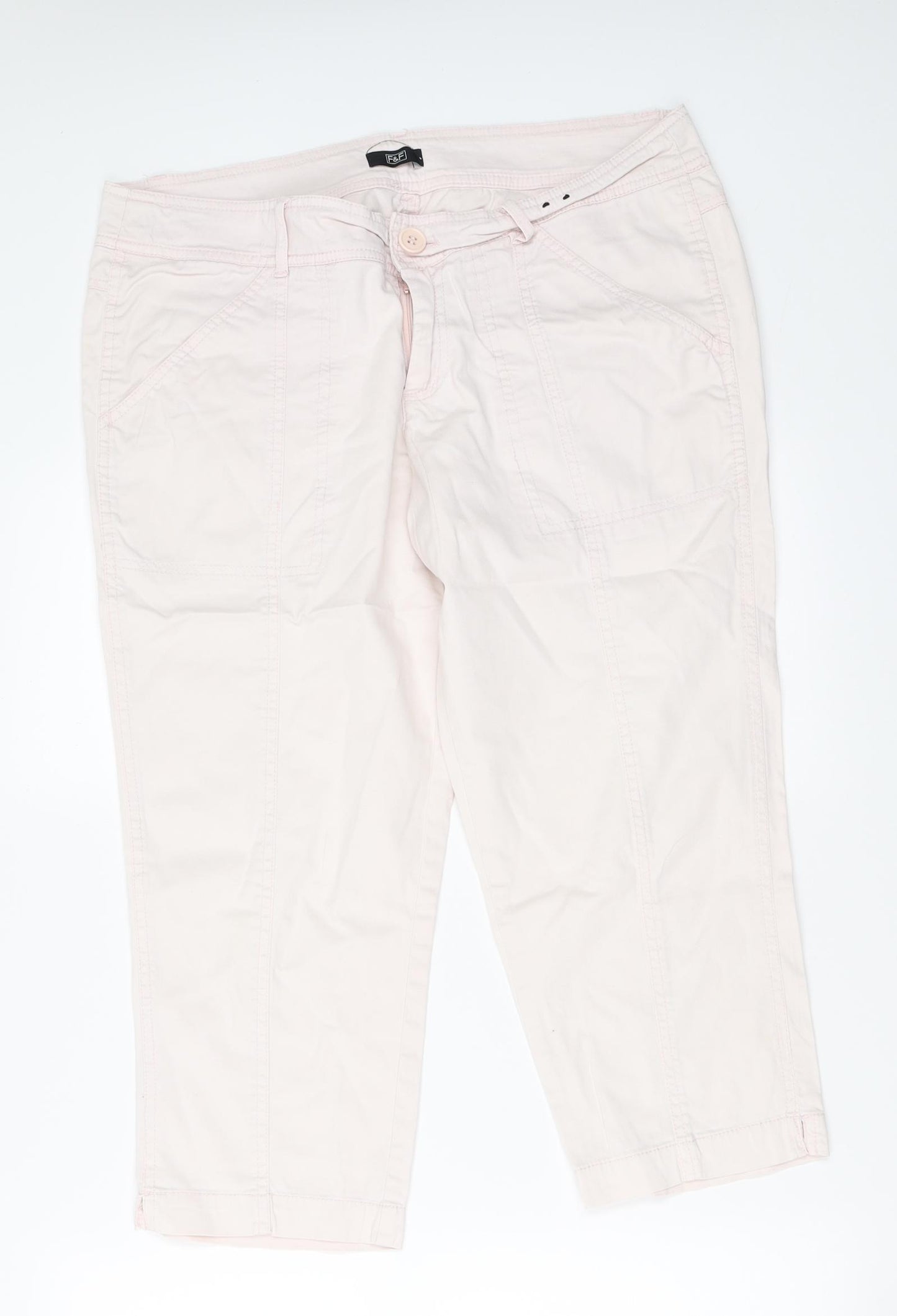 F&F Womens Pink   Cropped Trousers Size 14 L21 in