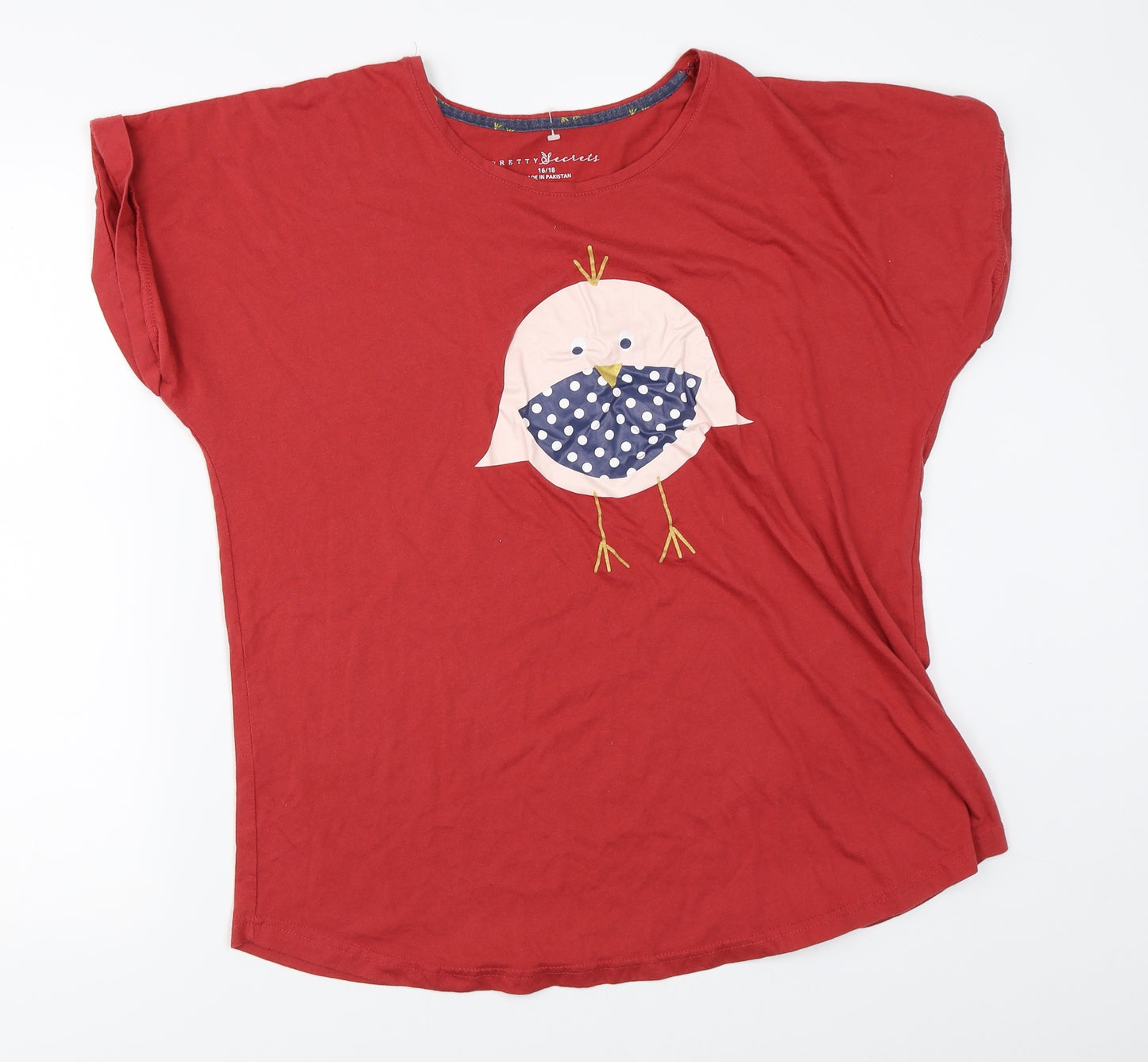 Pretty Secrets Womens Red   Basic T-Shirt Size 16