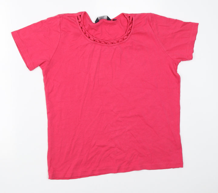 Isle Womens Pink Basic T-Shirt Size 14