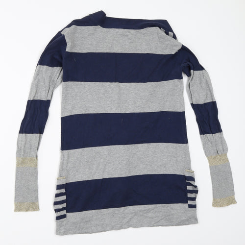River Island Womens Grey Striped  Cardigan Jumper Size 6