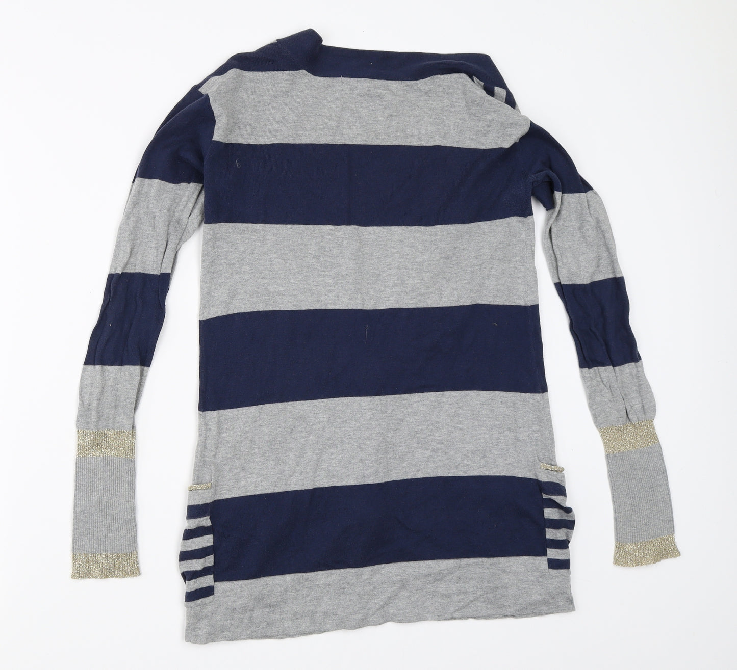 River Island Womens Grey Striped  Cardigan Jumper Size 6