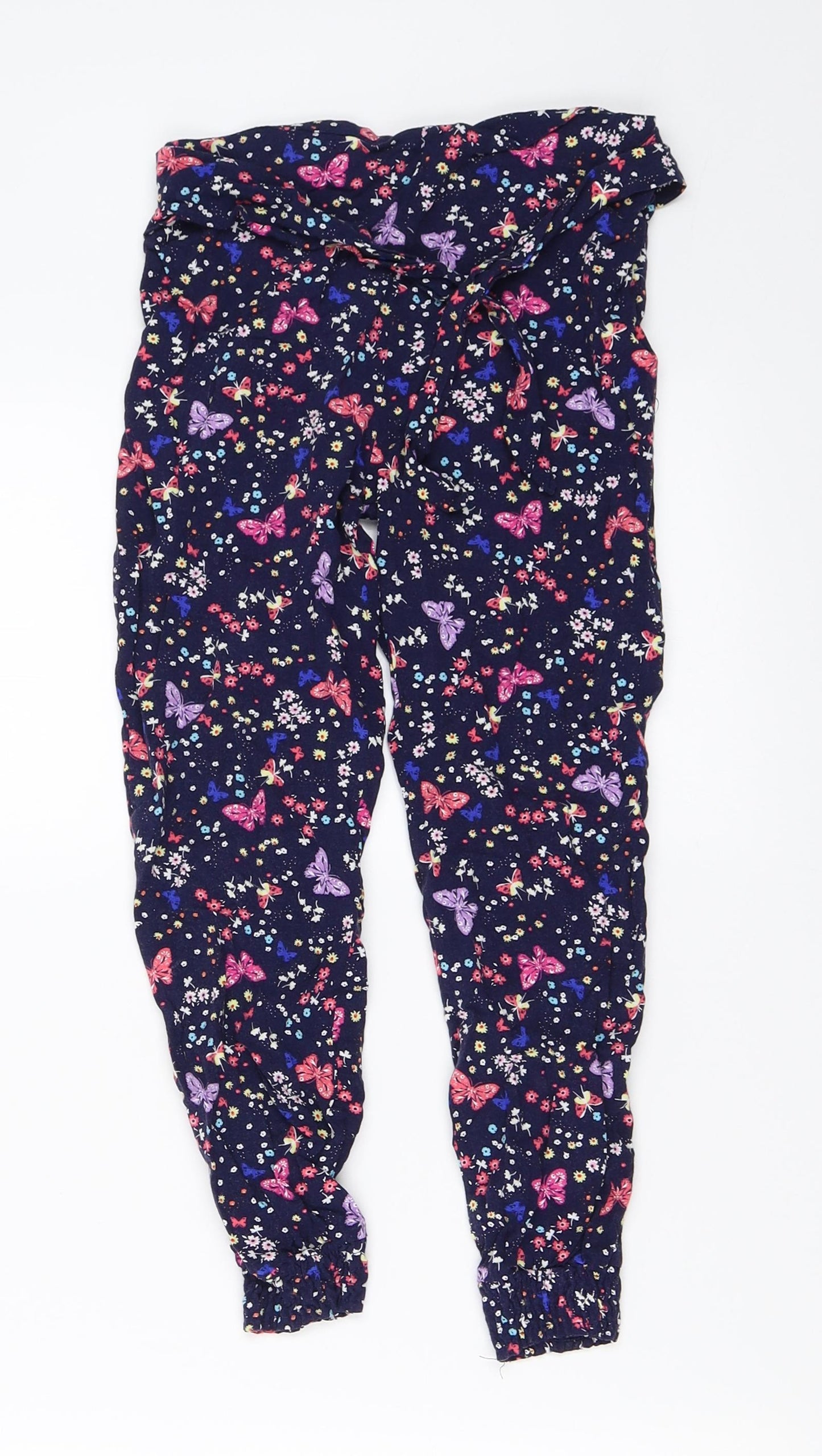 Primark Girls Blue Floral  Capri Trousers Size 6-7 Years