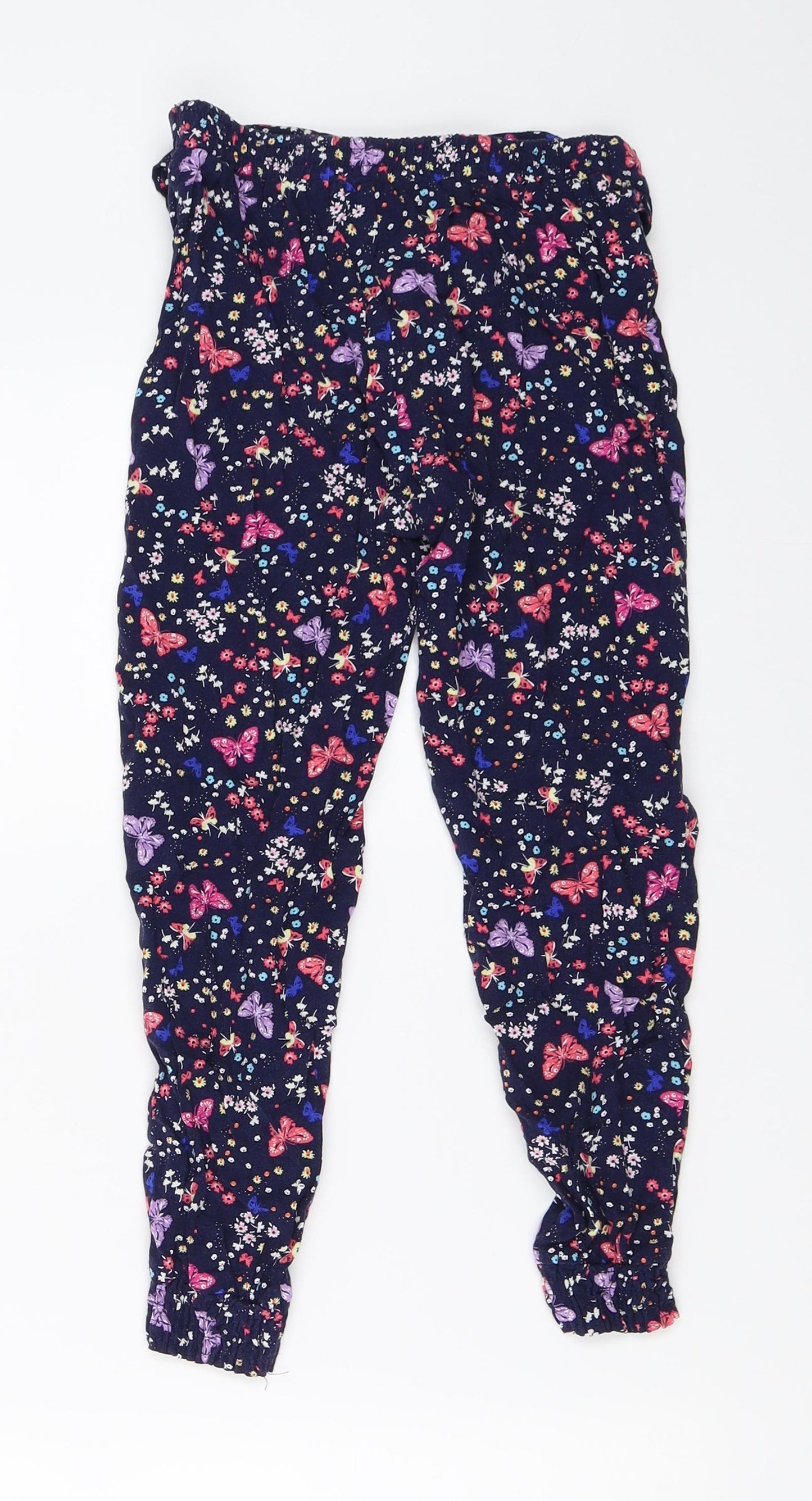 Primark Girls Blue Floral  Capri Trousers Size 6-7 Years