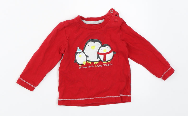 BHS Girls Red Basic T-Shirt Size 6-9 Months