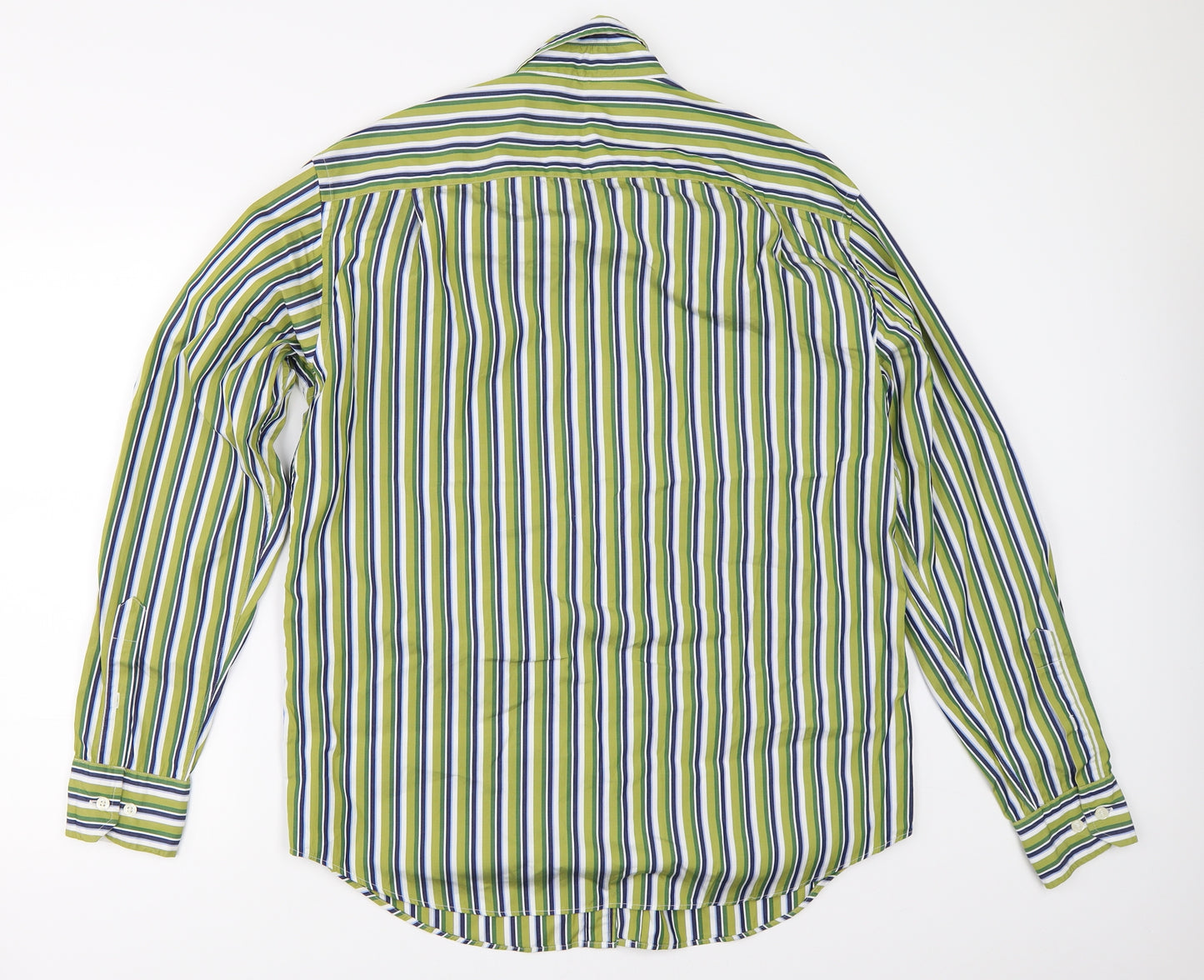 Pedro Del Hierro Mens Green Striped   Button-Up Size L