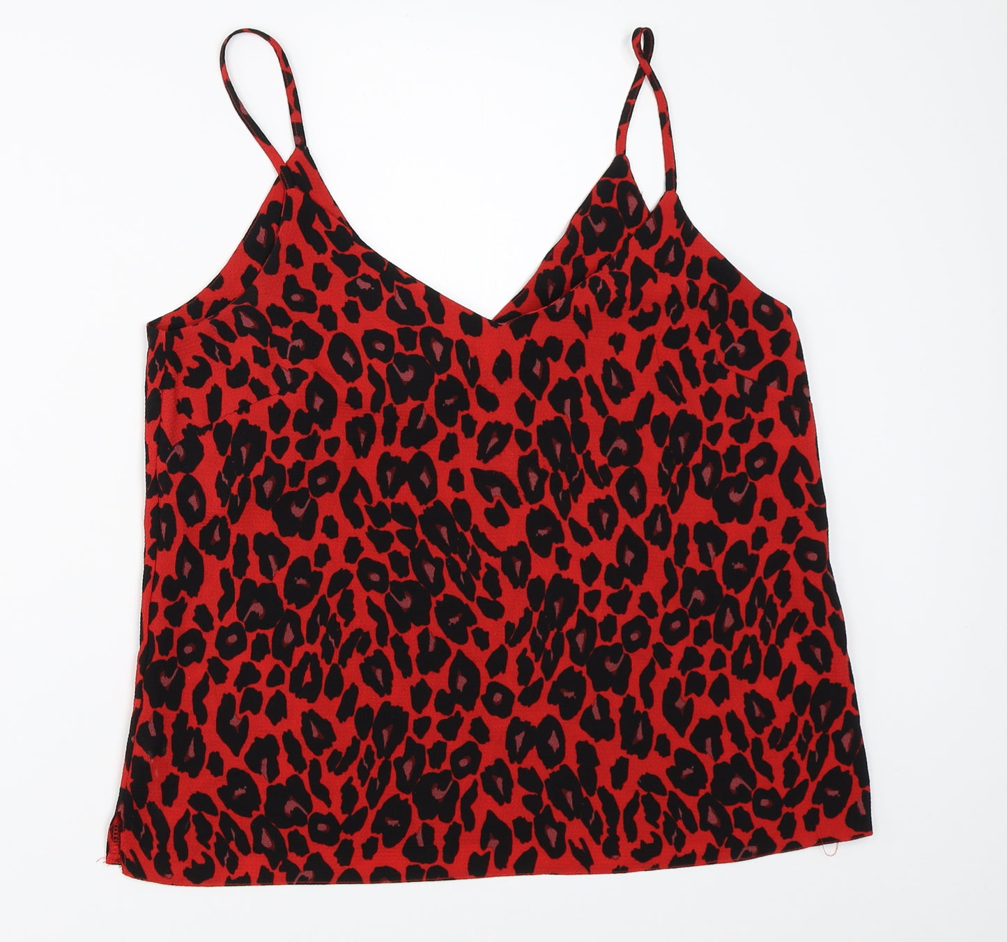 New Look Womens Red Animal Print  Basic Blouse Size 12