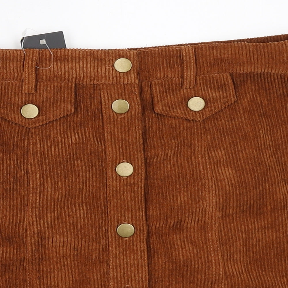 Boohoo Womens Beige  Corduroy Mini Skirt Size 12