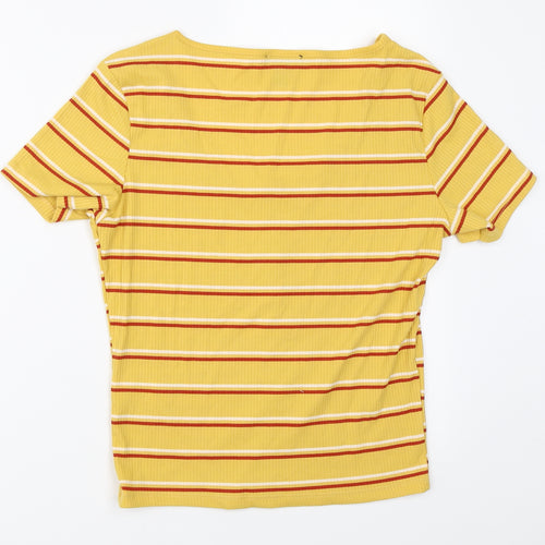New Look Womens Yellow Striped  Basic T-Shirt Size 12