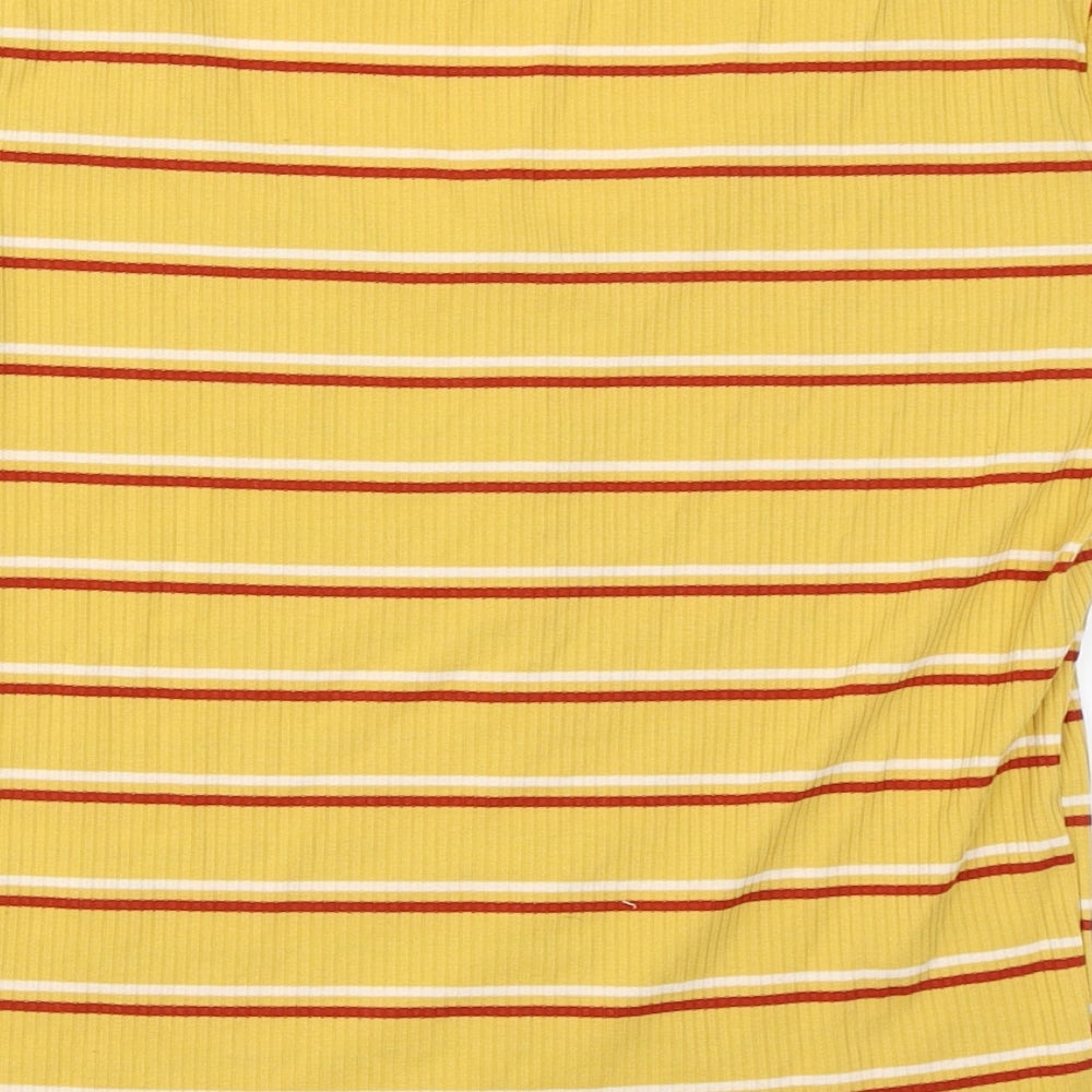 New Look Womens Yellow Striped  Basic T-Shirt Size 12