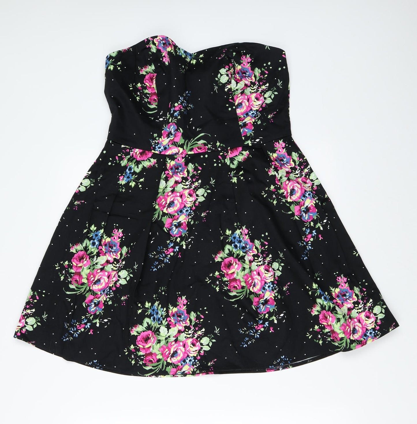 Jane Norman Womens Black Floral  Fit & Flare  Size 14