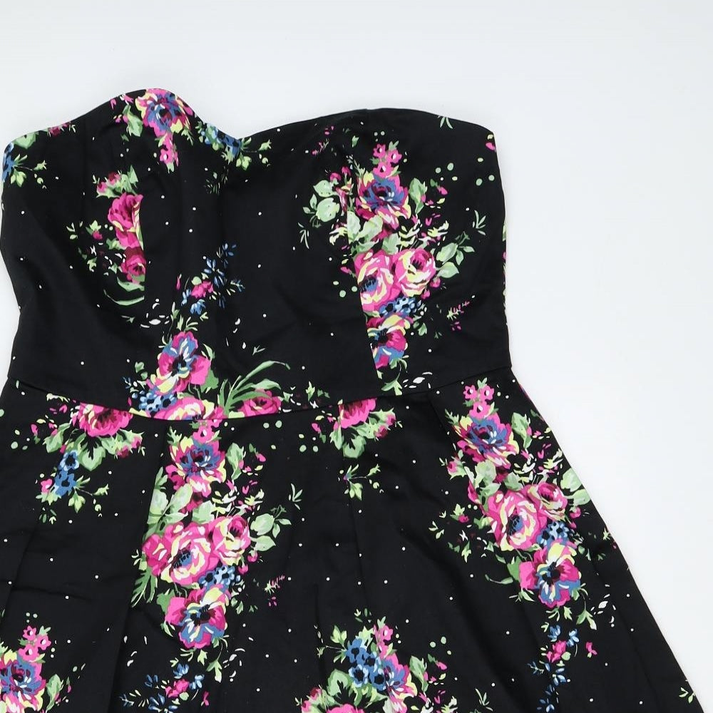 Jane Norman Womens Black Floral  Fit & Flare  Size 14