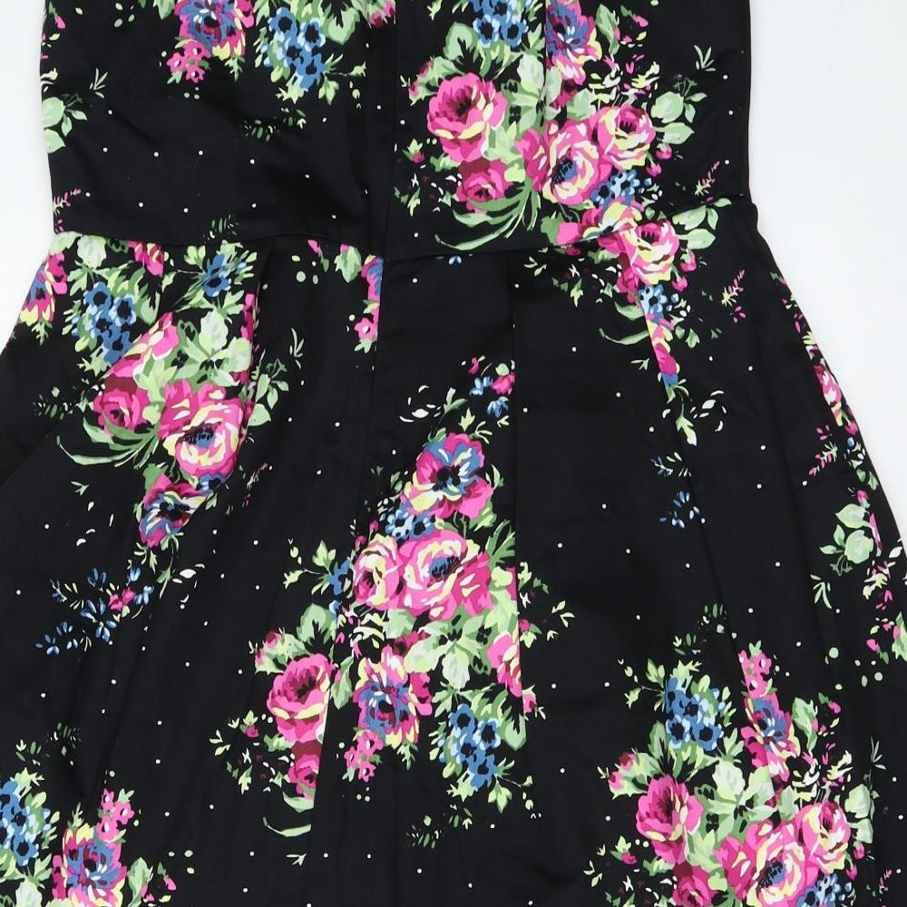 Jane Norman Womens Black Floral  Fit & Flare  Size 14