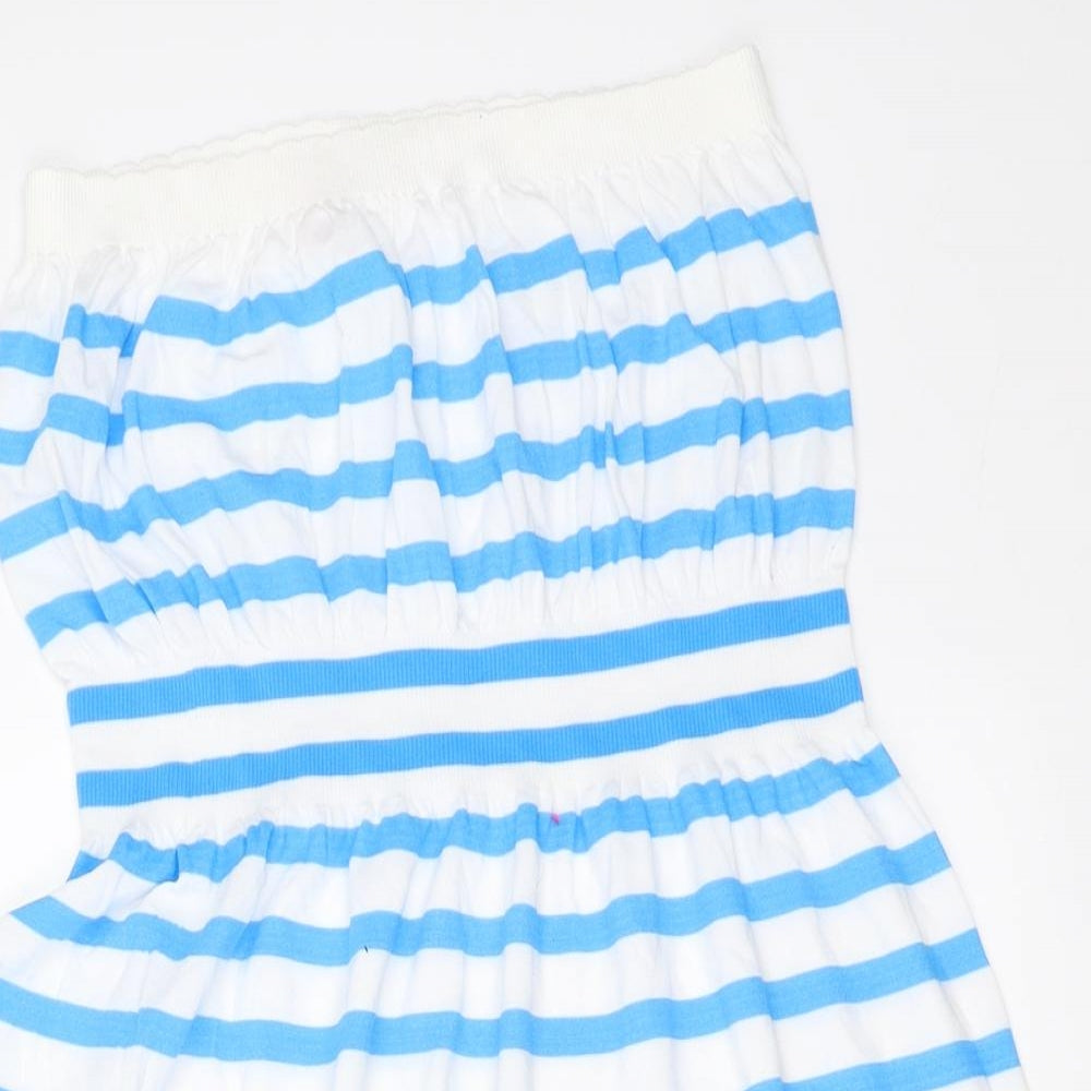 Primark Womens Blue Striped  Fit & Flare  Size L  - BEACH DRESS