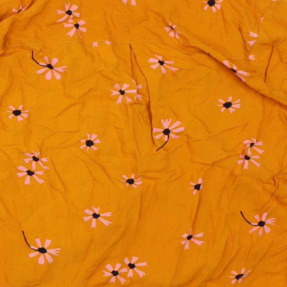 F&F Womens Orange Floral  Basic Button-Up Size 12