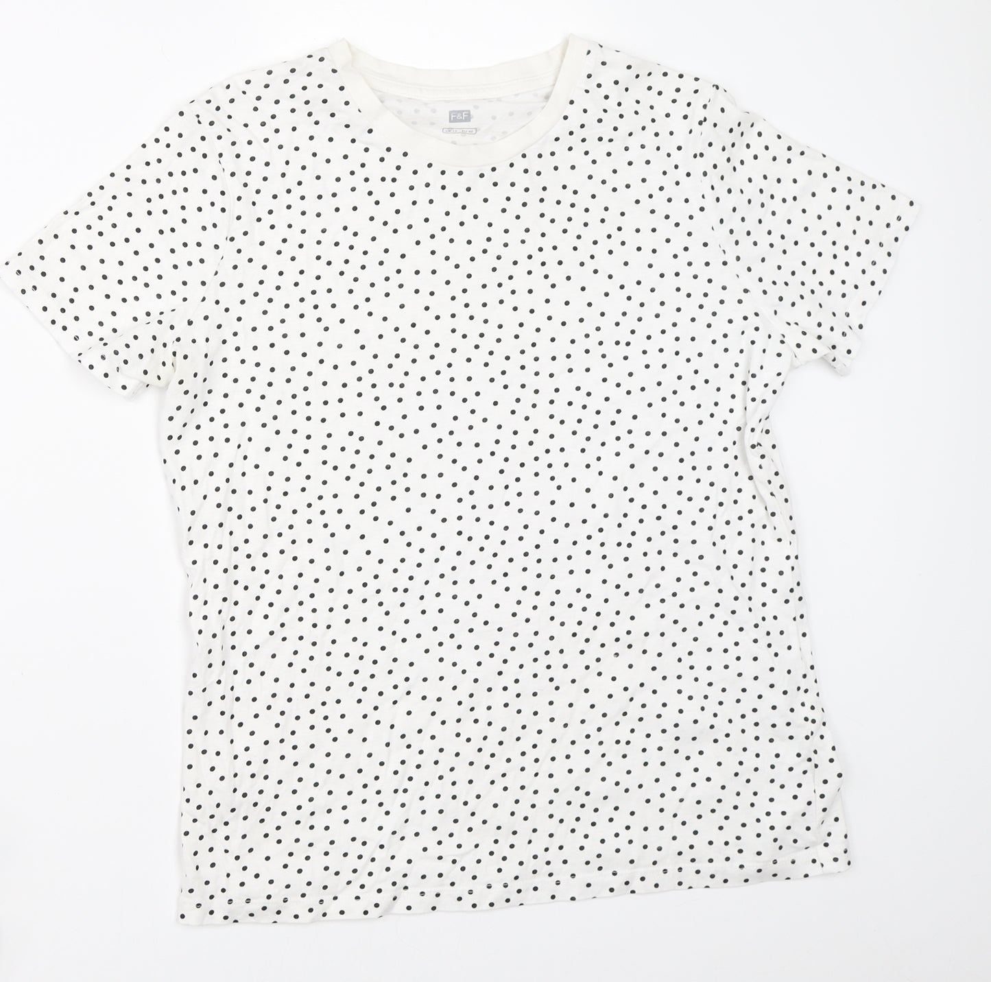 F&F Womens White Polka Dot  Basic T-Shirt Size 12