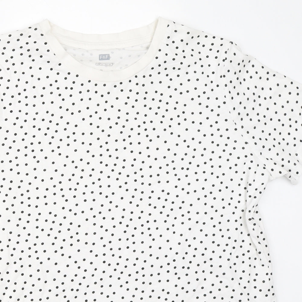 F&F Womens White Polka Dot  Basic T-Shirt Size 12