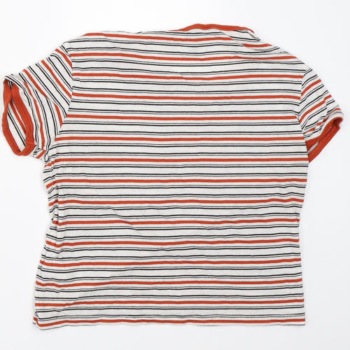 New Look Womens White Striped  Basic T-Shirt Size 12