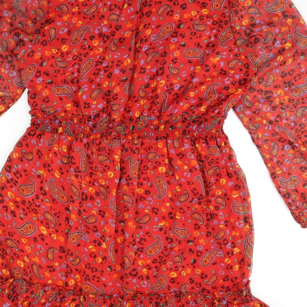 Papaya Womens Red Fair Isle  Fit & Flare  Size 12
