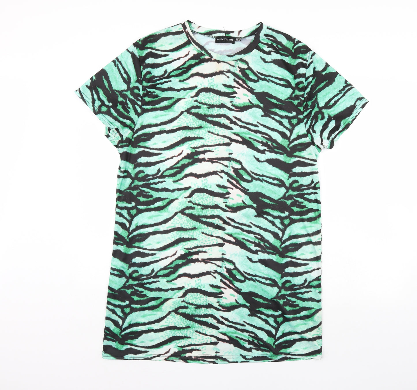 pretty little thing Womens Green Animal Print  T-Shirt Dress  Size 14
