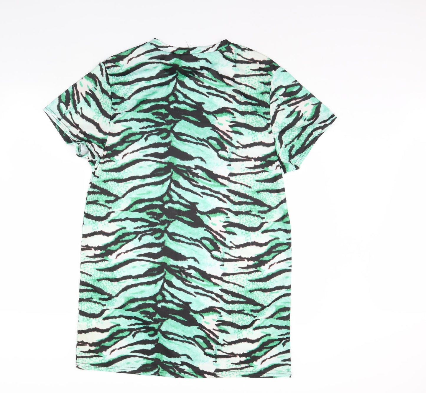 pretty little thing Womens Green Animal Print  T-Shirt Dress  Size 14