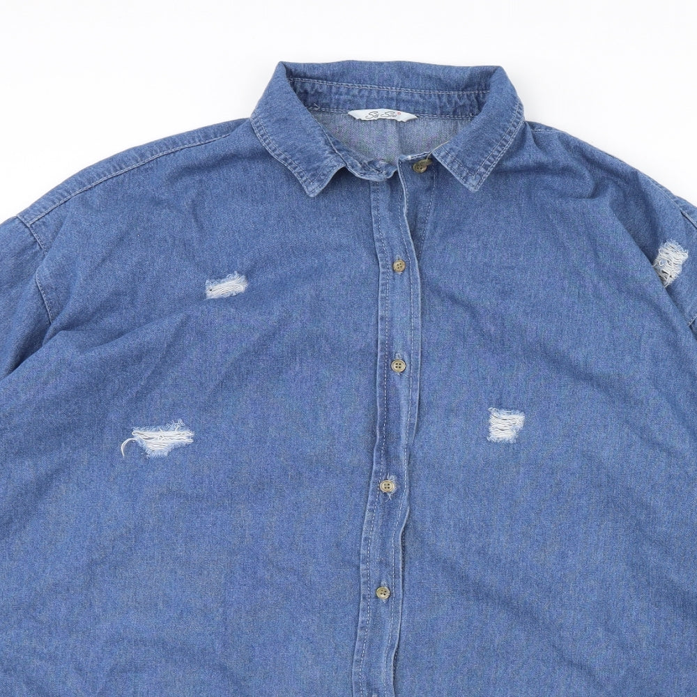 See See Womens Blue   Shirt Dress  Size L