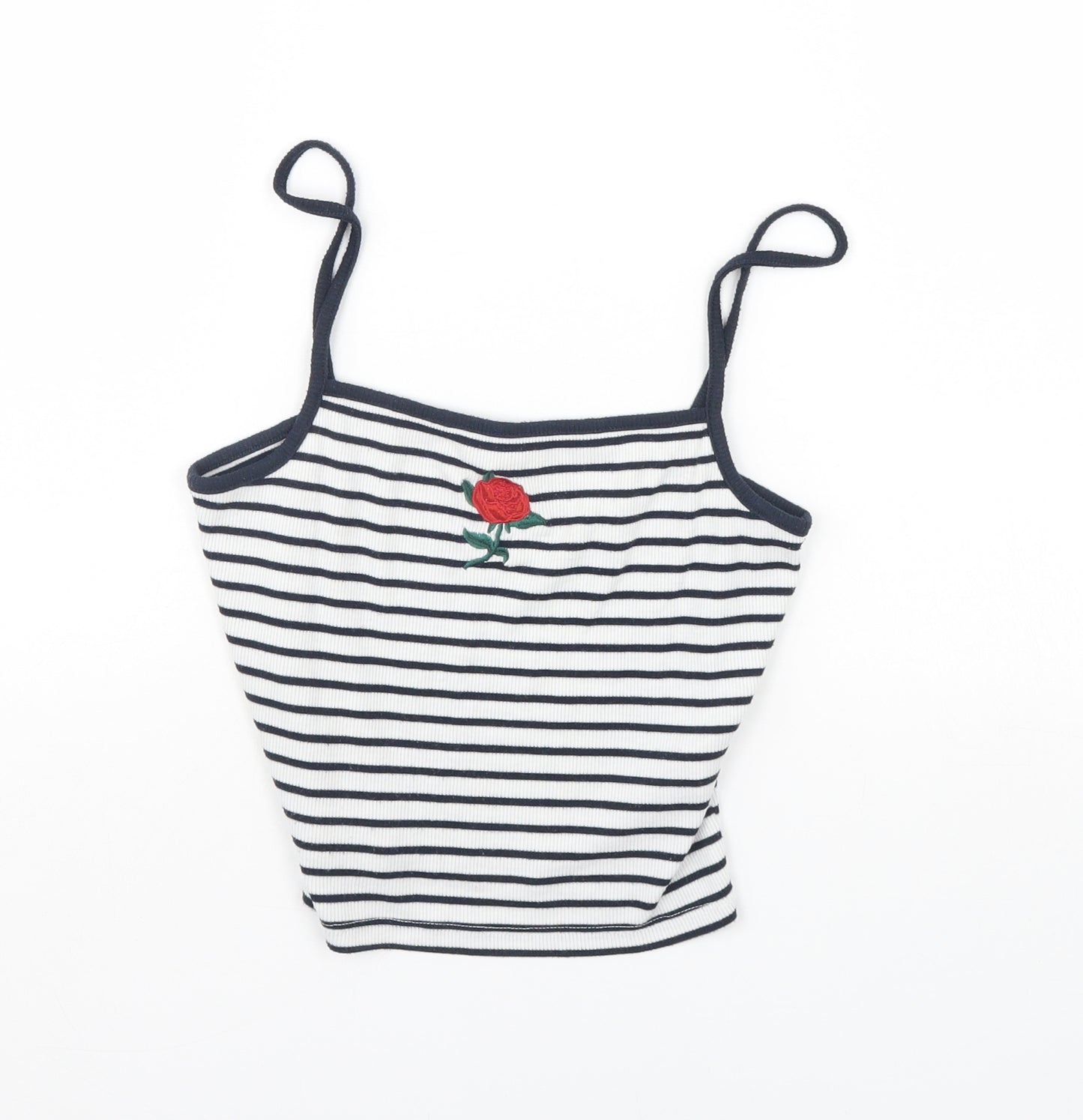 New Look Womens White Striped Canvas Cropped Tank Size 10  - Rose