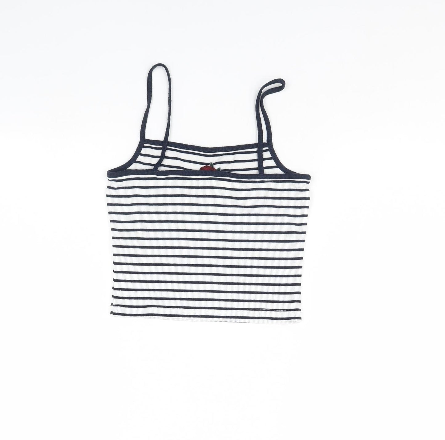 New Look Womens White Striped Canvas Cropped Tank Size 10  - Rose