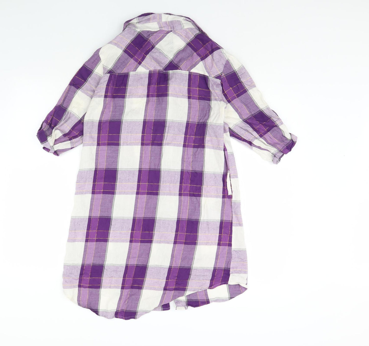Orelyo Womens Purple Check  Basic Button-Up Size M