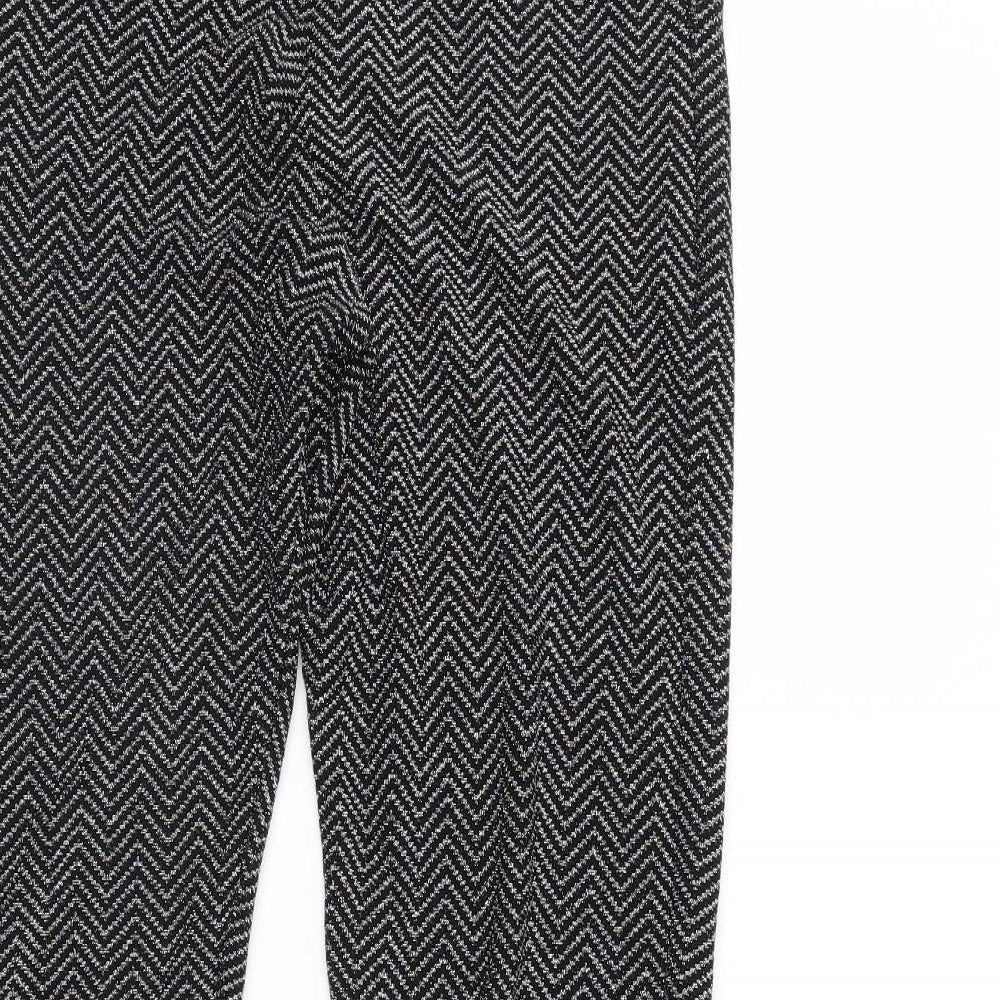 Boohoo Womens Black Herringbone  Trousers  Size 10 L29 in