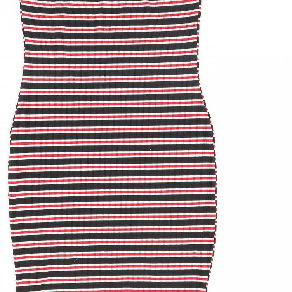 pretty little thing Womens Black Striped  Bodycon  Size 12