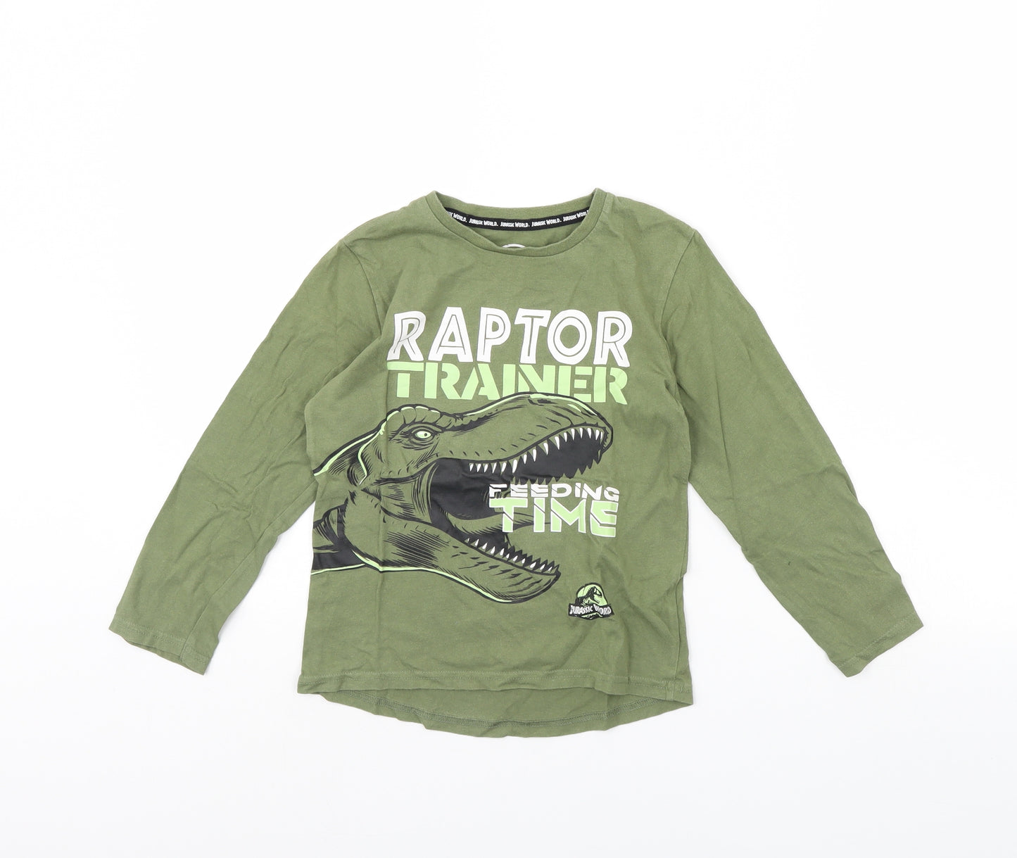 Primark Boys Green   Basic T-Shirt Size 6 Years  - Jurassic Park