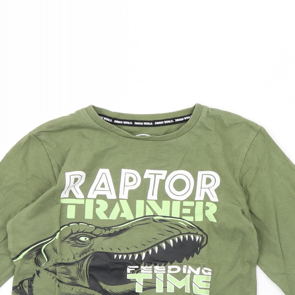 Primark Boys Green   Basic T-Shirt Size 6 Years  - Jurassic Park