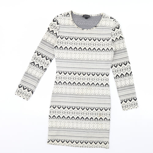 Topshop Womens Ivory Geometric  Bodycon  Size 8