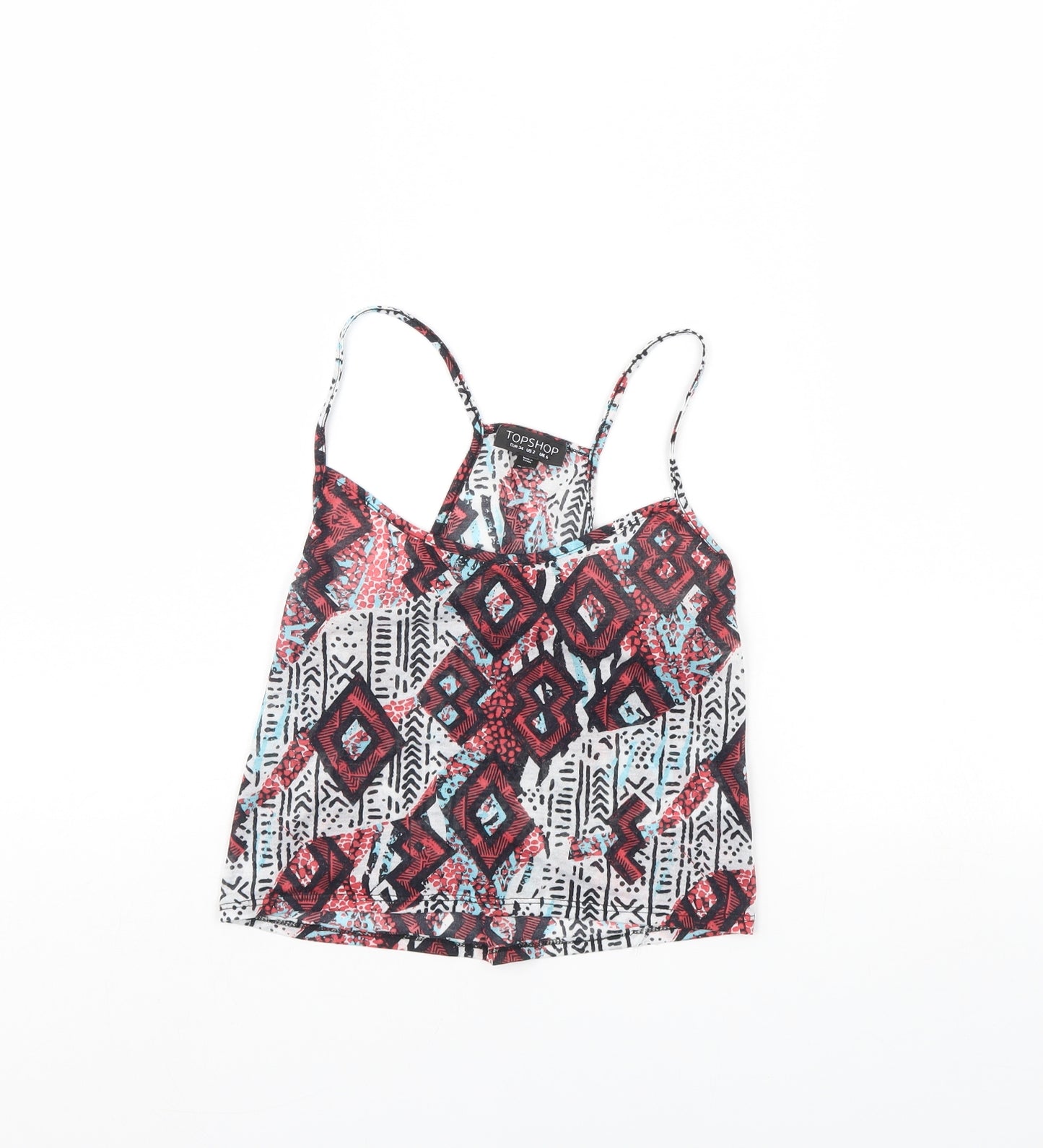 Topshop Womens White Fair Isle  Cropped Tank Size 6