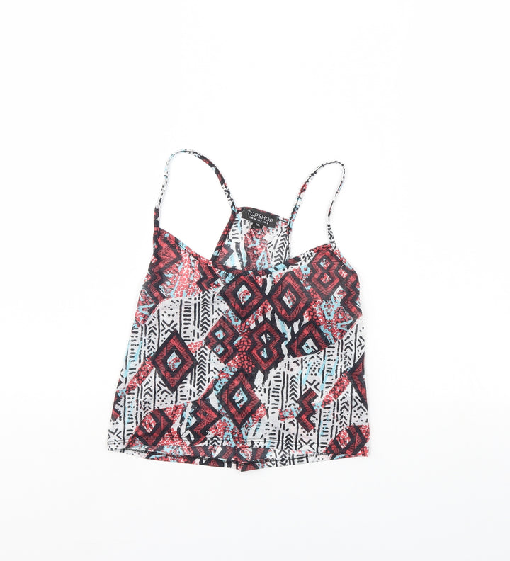 Topshop Womens White Fair Isle  Cropped Tank Size 6