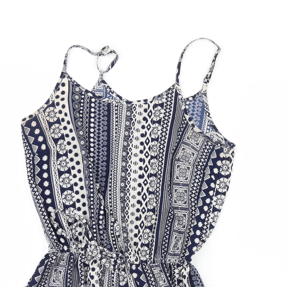 Atmosphere Womens Blue Geometric  Playsuit One-Piece Size 12