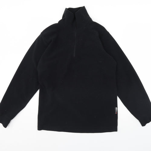 F.lli Campagnolo Mens Black  Fleece Henley Jumper Size M