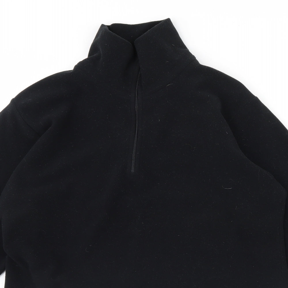F.lli Campagnolo Mens Black  Fleece Henley Jumper Size M