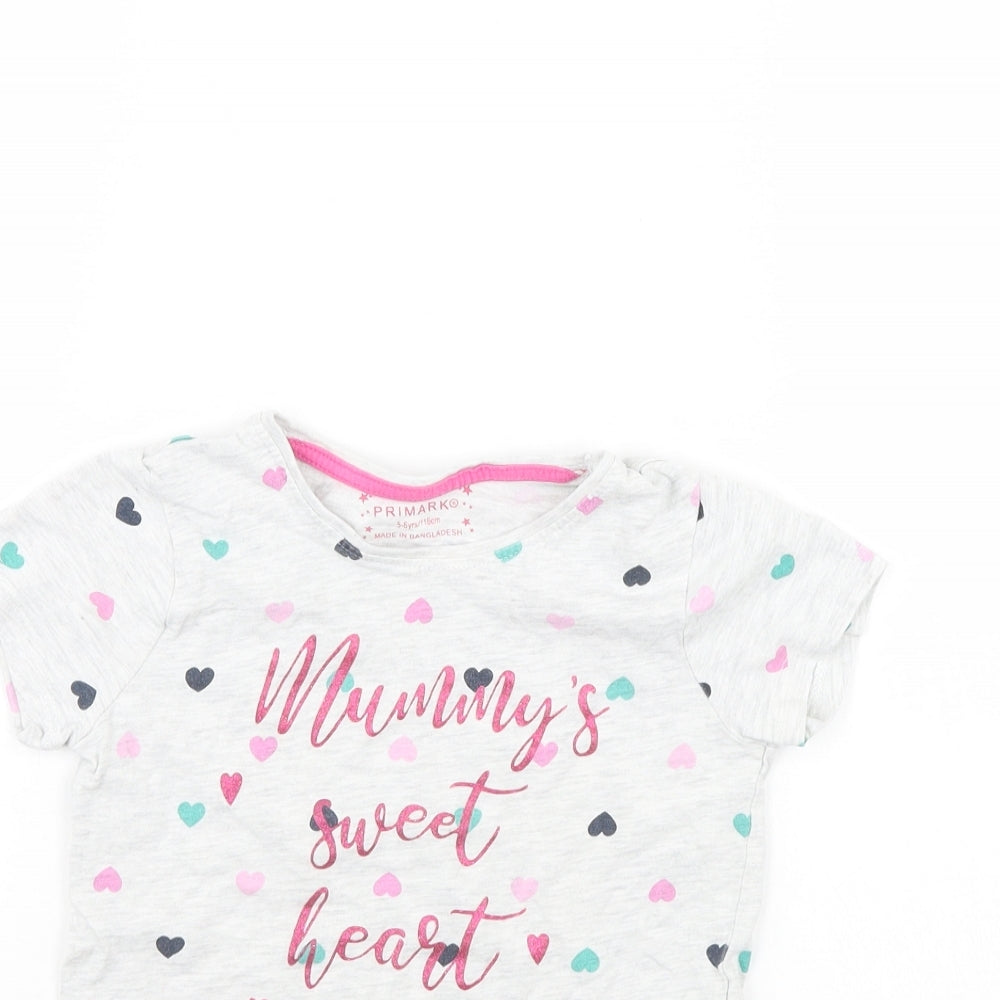 Primark Girls Grey Spotted  Basic T-Shirt Size 5 Years