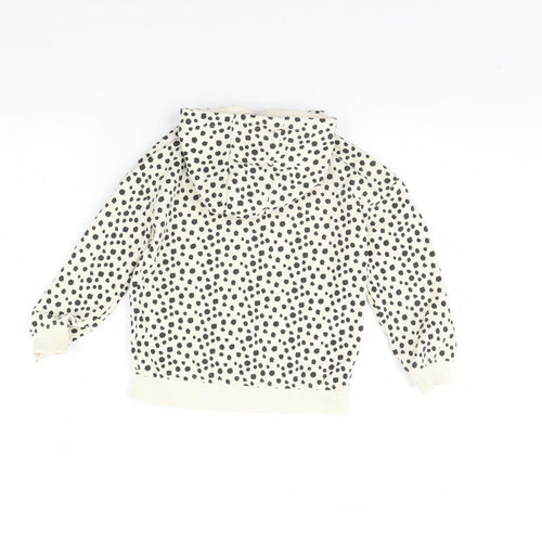 Primark Girls Beige Animal Print  Pullover Hoodie Size 5 Years  - happy vibes