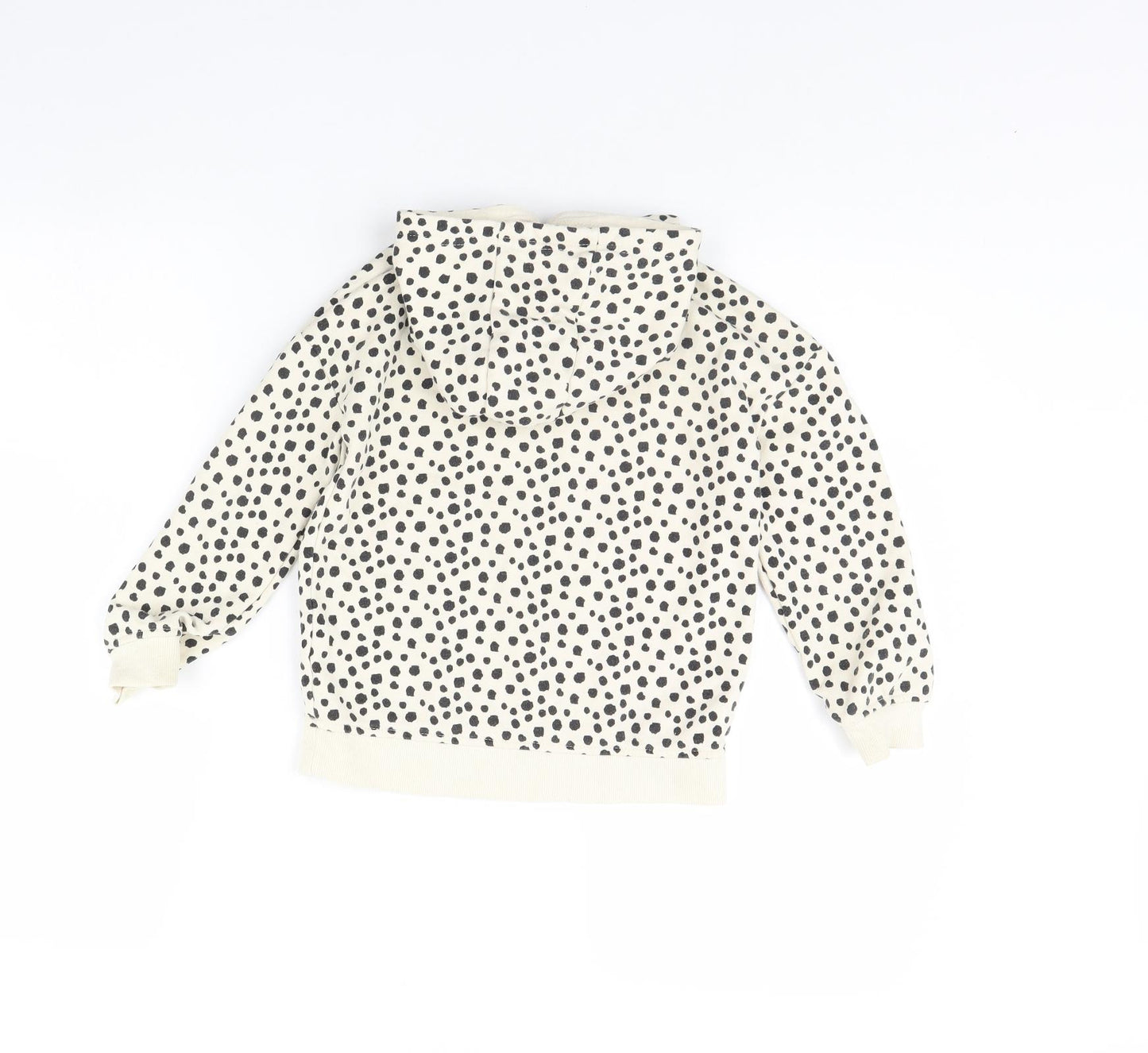 Primark Girls Beige Animal Print  Pullover Hoodie Size 5 Years  - happy vibes