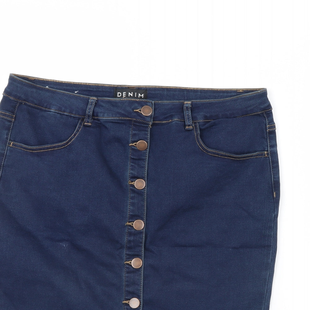 Preworn Womens Blue   Straight & Pencil Skirt Size 36 in