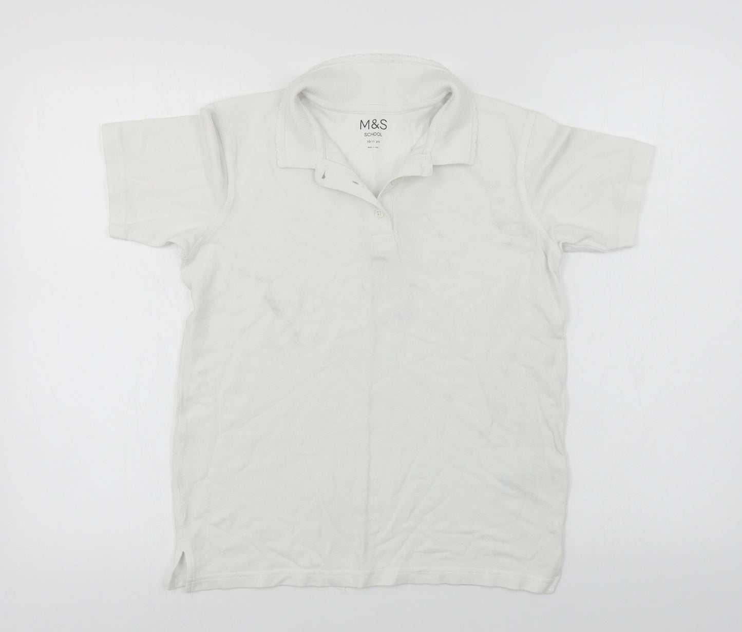 Marks and Spencer  Girls White   Basic Polo Size 10-11 Years