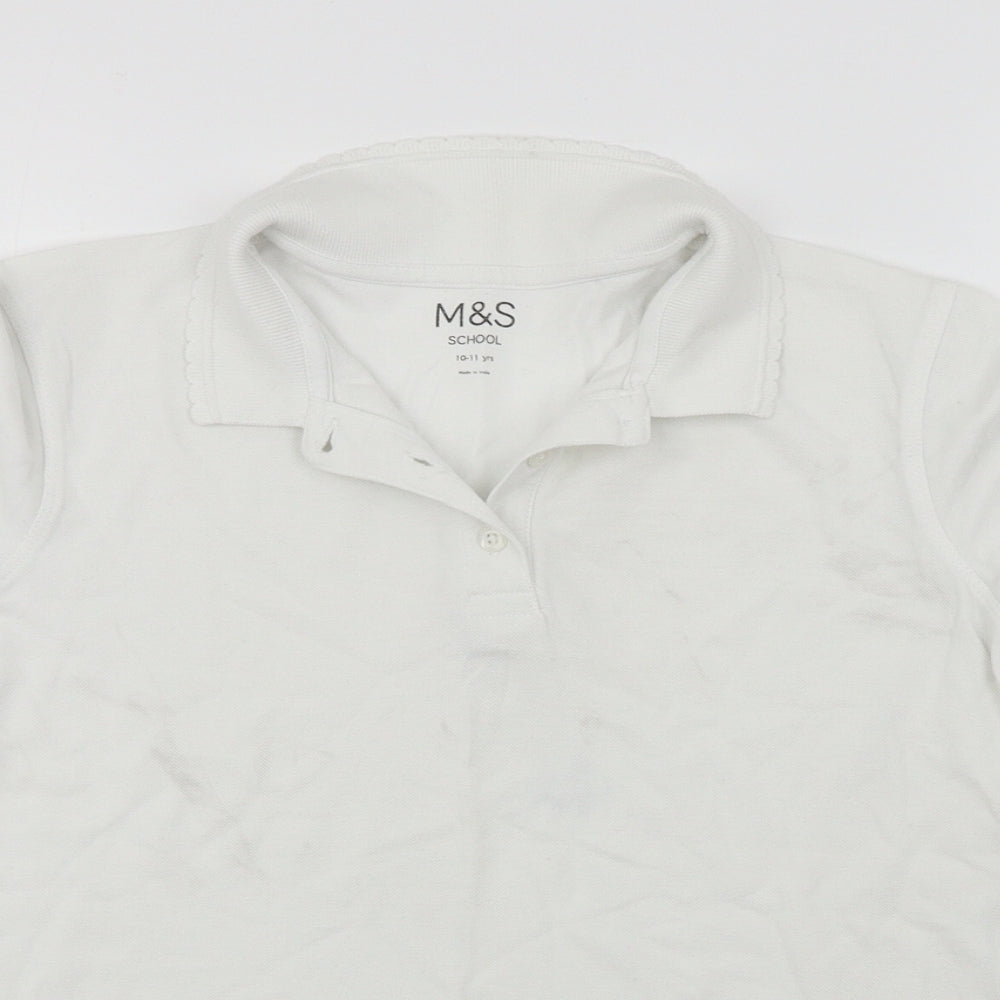 Marks and Spencer  Girls White   Basic Polo Size 10-11 Years