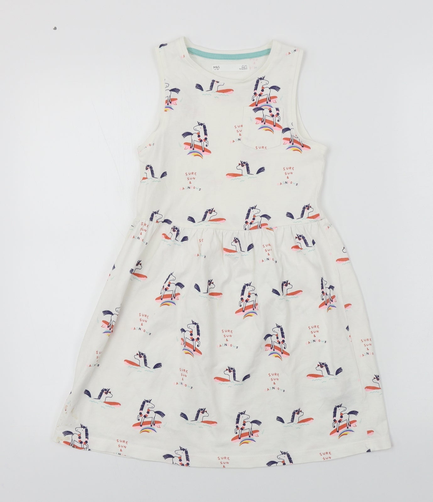Marks and Spencer  Girls White   A-Line  Size 6-7 Years