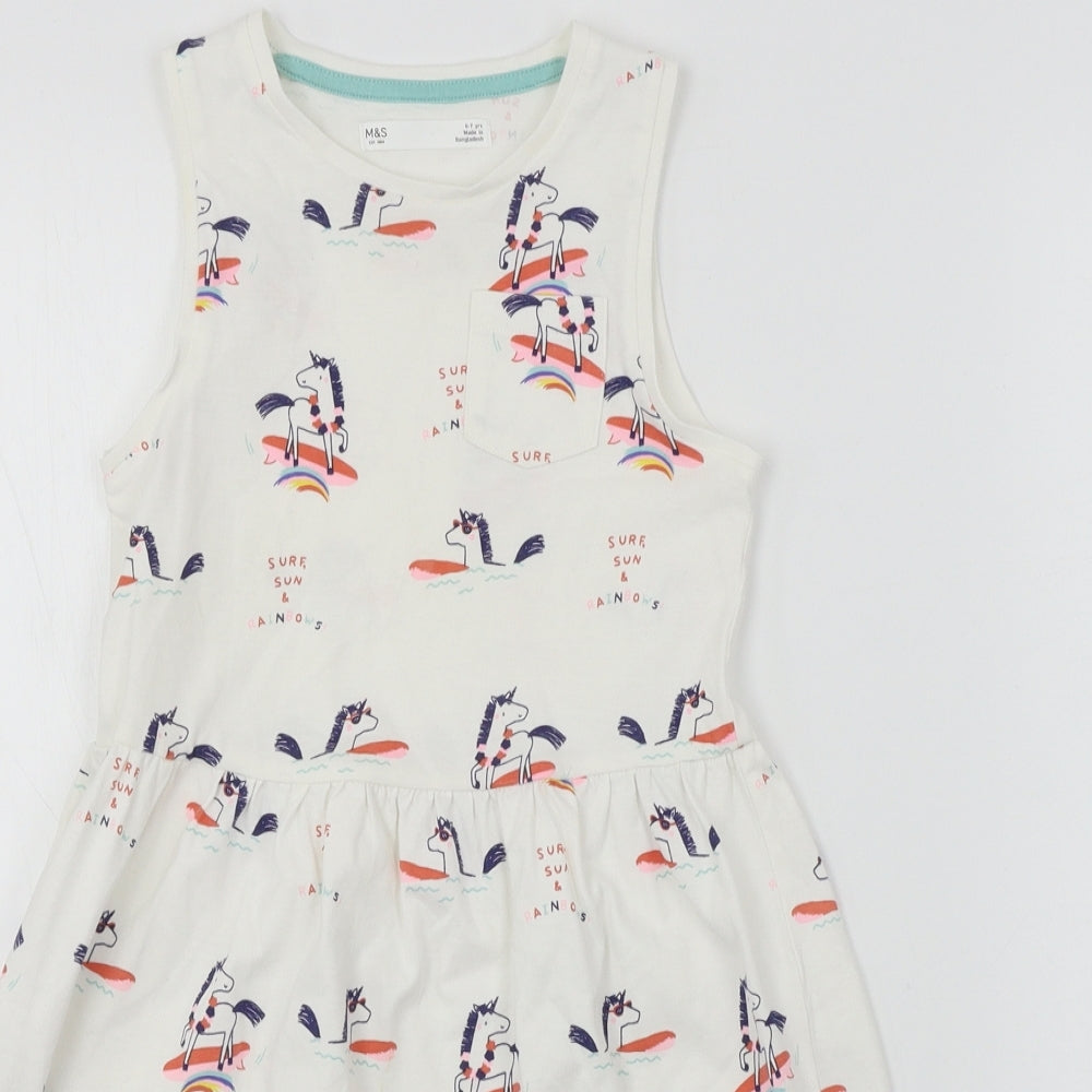 Marks and Spencer  Girls White   A-Line  Size 6-7 Years