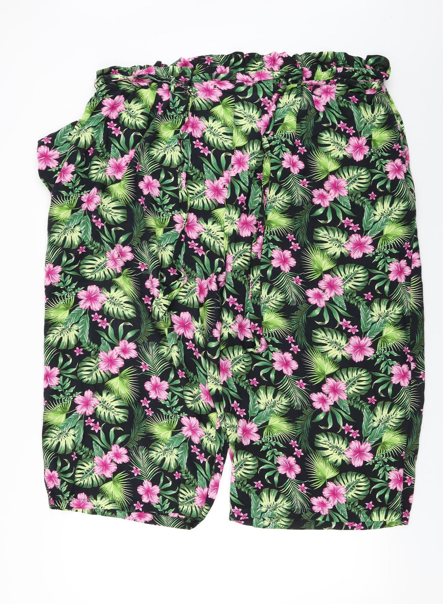 Pep&co    Womens Black Floral  Cropped Trousers Size 22 L21 in